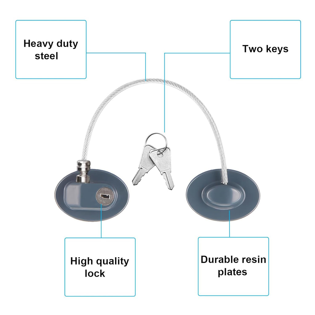 Hotop 4 Pack Cabinet Locks with Keys Mini Fridge Refrigerator Locks for Kids Toddlers Self Adhesive Child and Baby Proofing Safety for Deep Freezer Drawers Doors Latch(Gray)