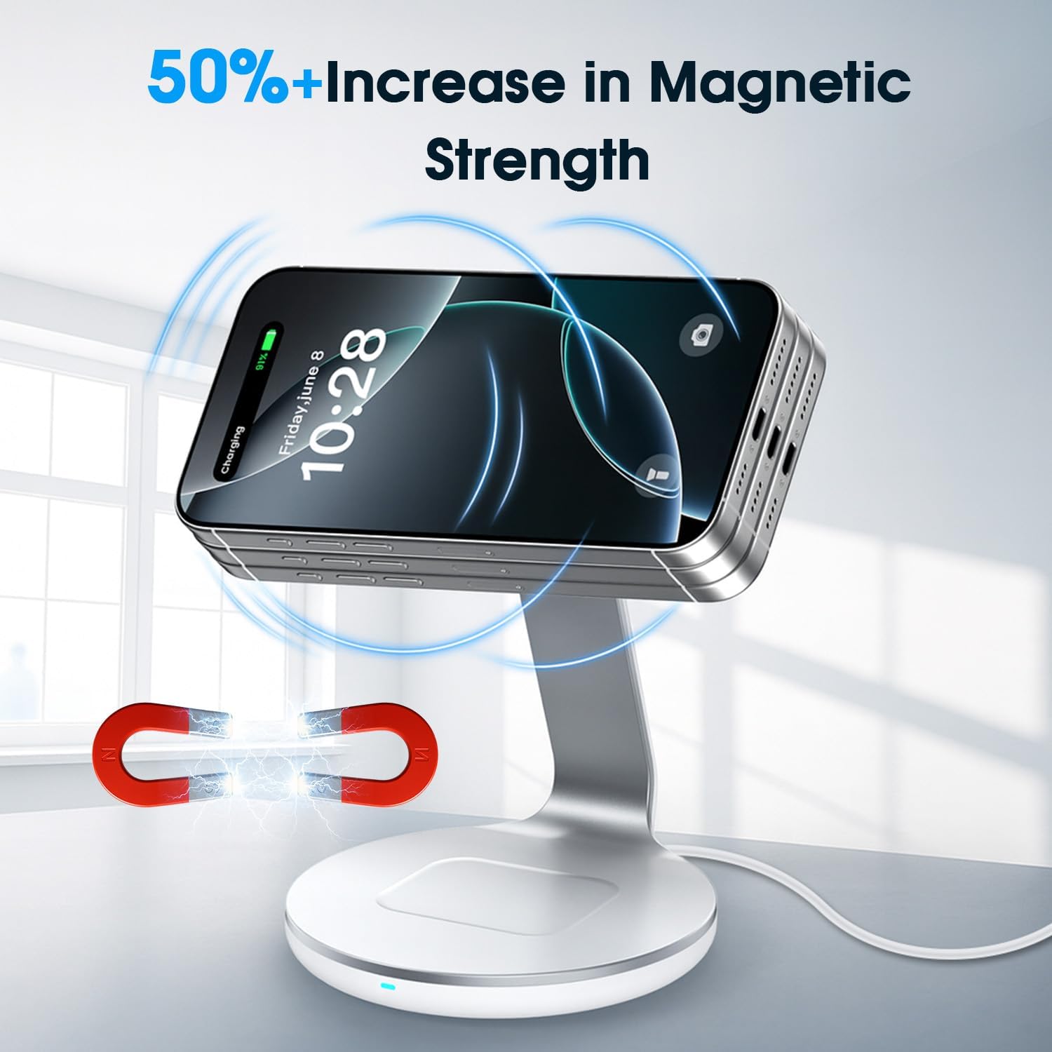 3-in-1 Charging Station Compatible with MagSafe for iPhone 17/16/15/14/13/12, Wireless Charger Stand for Apple Watch Series 11–2/SE/Ultra for AirPods Pro/4/3/2 Fast Charger with 18W Adapter