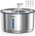 NPET Stainless Steel Cat Water Fountain, 1Gallon/135oz Automatic Pet Drinking Fountain Dog Water Dispenser with 4 Replacement Filters for Cats Indoor