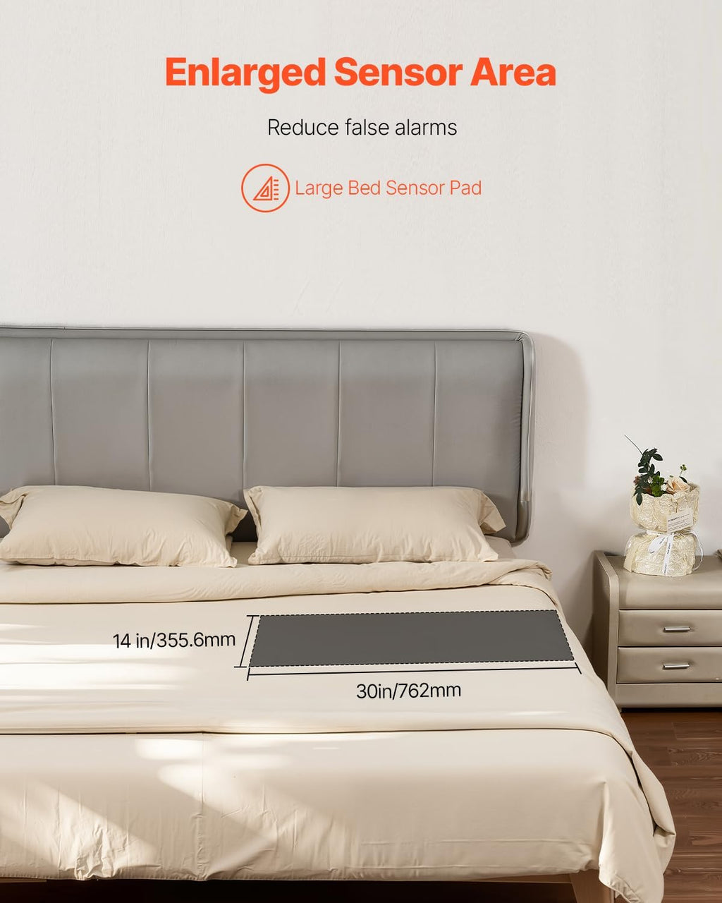 VEVOR Bed Alarm System for Elderly Adults, 14 x 30-inch Wireless Bed Sensor Pad with Pager, Safety Bed Alarms and Fall Prevention Pad for Home, Hospital, Rehabilitation Center