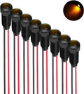 8pcs Yellow Indicator Pilot Light AC/DC 12-24V Mounting Hole Size 8mm(Flame Retardant Plastic Shell)