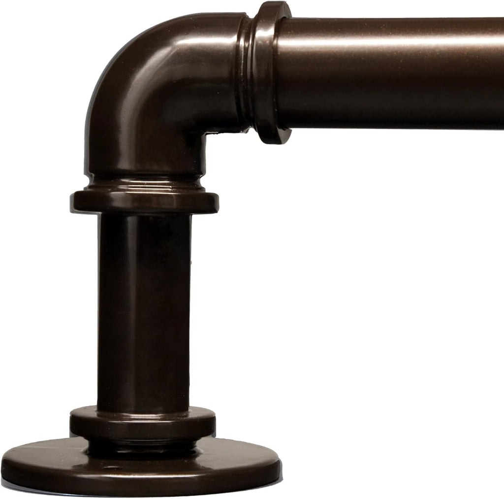 Brown Curtain Rods 18 to 88 Inch, Industrial Curtain Rods,Adjustable Length,1 in Diameter Pipe,Wall or Ceiling Mounted,for Bedroom and Living Room(Antique Bronze 18” to 88”)