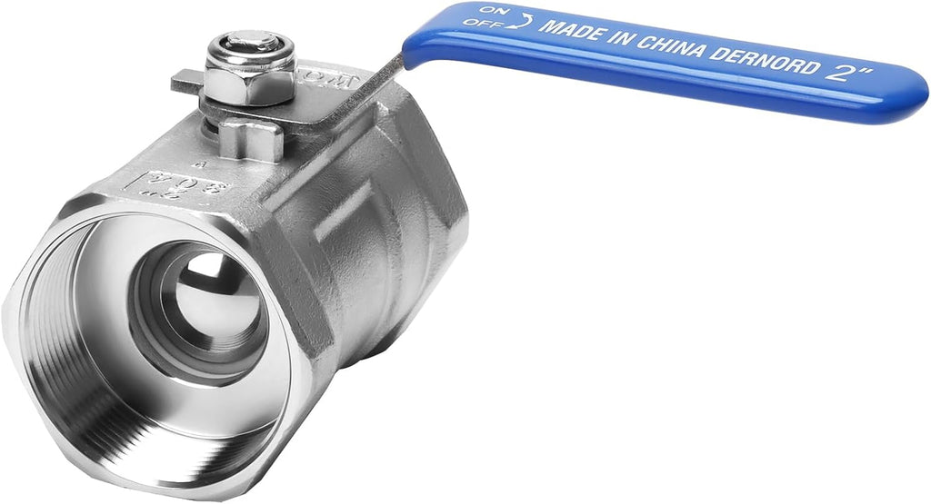 DERNORD Stainless Steel Ball Valve 1PC Type 2 Inch NPT Standard Port for Water, Oil, and Gas (2 Inch Ball Valve)