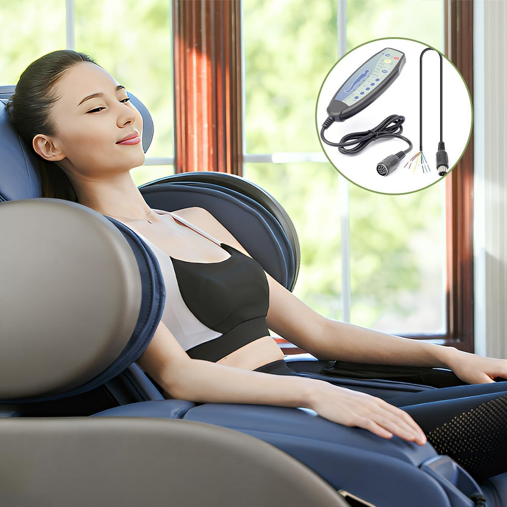 8 Female Pin Hand Remote Control for Massage Power Lift Recliner Chair DN-03 Heat and Vibration Controller for Sofa Chair with 30 in Length Extension Connection Cord Cable 12VDC