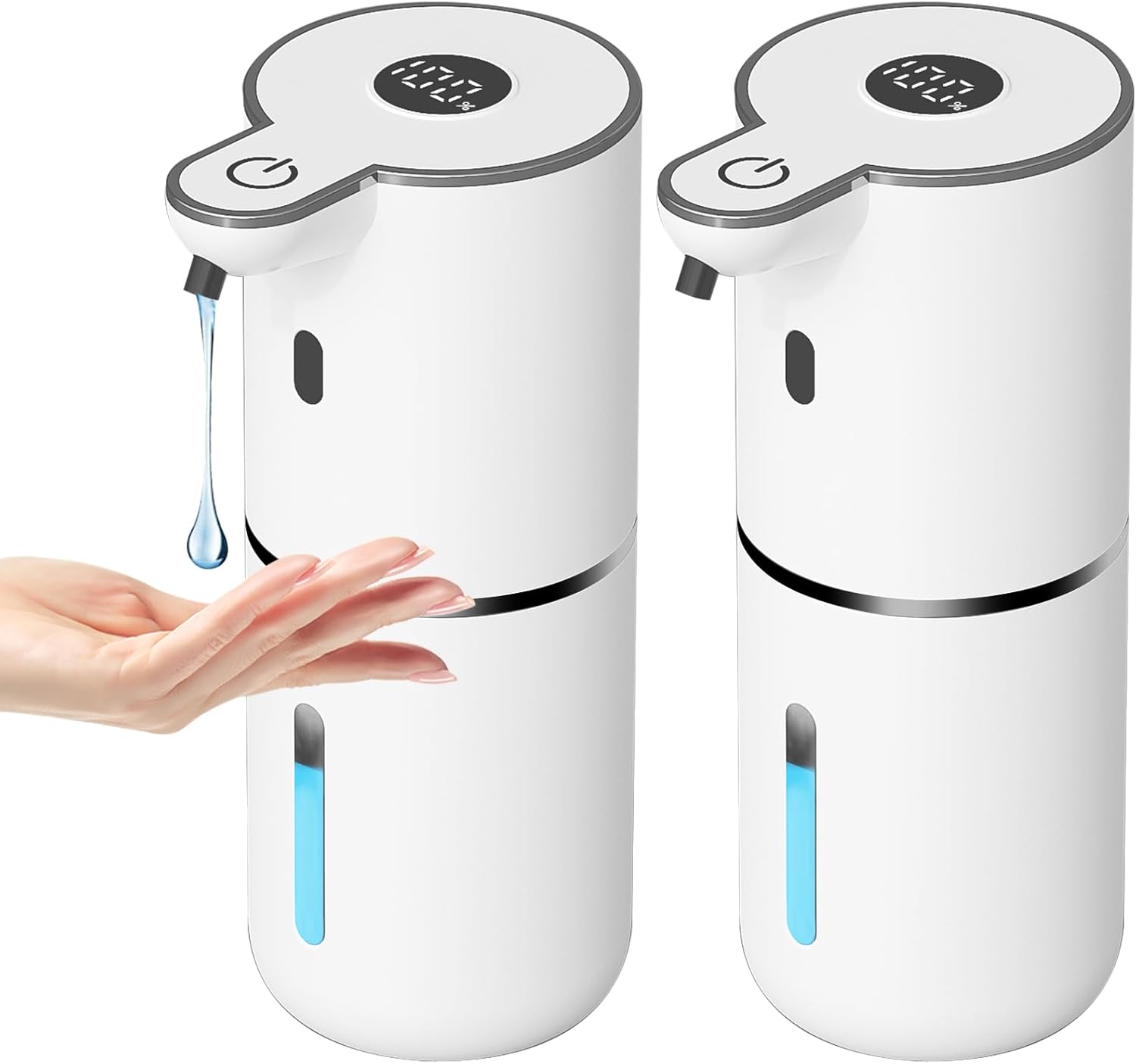 2 Pack Automatic Liquid Soap Dispenser Touchless, USB Rechargeable Smart Hand Soap Dispenser, 6-Level Adjustable, 12.8oz/380mL Wall Mount for Bathroom Kitchen Dish Soap-White