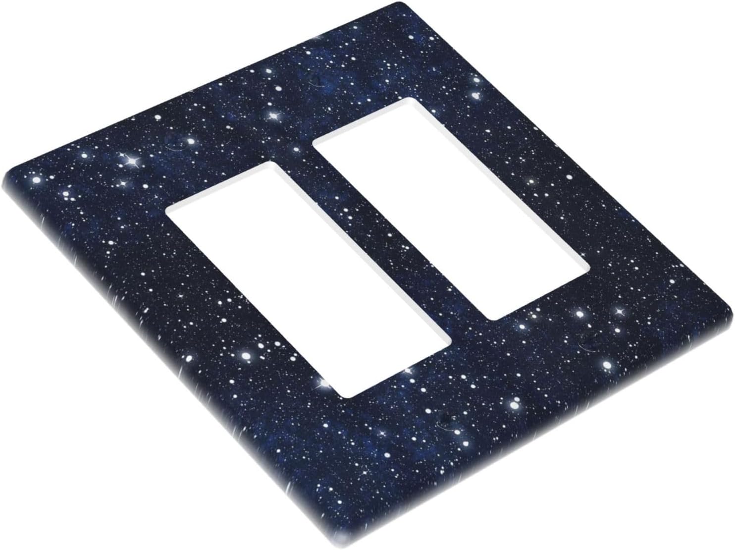 Decorative Outlet Covers Blue Galaxy Universe Space Stars 2 Gang Wall Plate Double Rocker Two Switch Wall Cover Plate Light Switch Cover Plate Faceplate for Country Bedroom Home Decor
