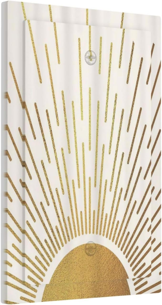 Decorative Light Switch Cover Plate Boho Mid Century Gold Sun Sunbeams 1 Gang No Device Single Blank Outlet Covers Wall Plates for Electrical Outlets Faceplate for Bedroom Home Decor