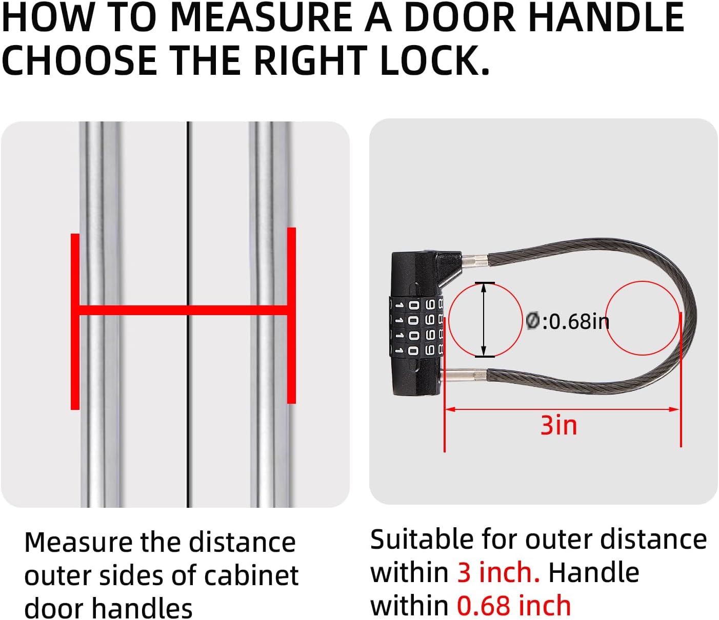Combination Lock Cable Lock with 4 Digits Cabinet Lock with 3.5" Cable Length Twist 3.5" Length Durable Cable Ideal for lockers, Gym, Toolbox, Case Small Size Short Cable (3.5")