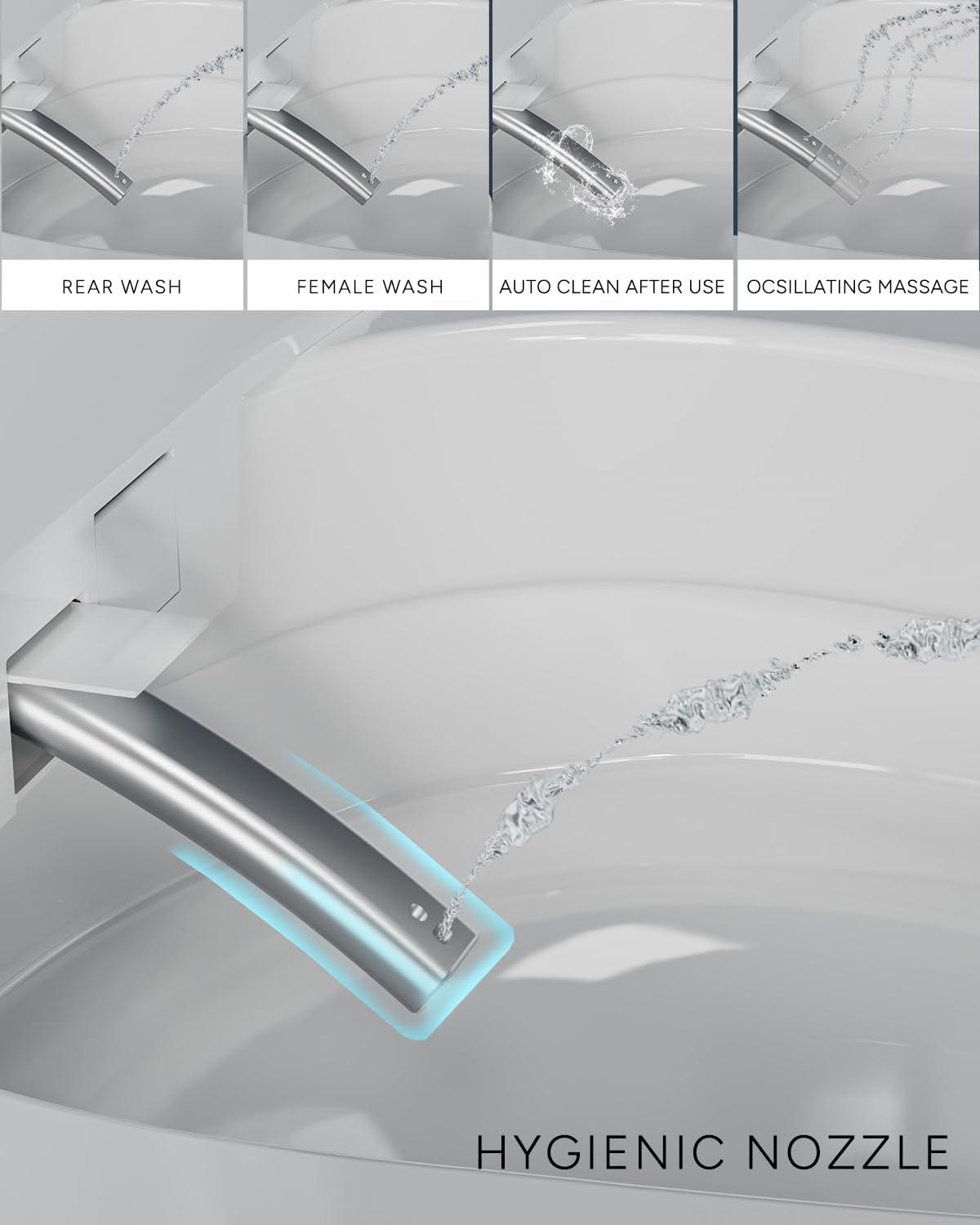 CANEST Smart Toilet, Smart Toilet with Bidet Built in, Pump-assisted Flush, Foot Sensor Operation, Warm Water, Heated Seat, Air Dryer, Digital Display (TC-100GE)