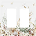 Decorative Outlet Covers Boho Leaves Watercolor Tan Leaf Floral Plant 2 Gang Double GFCI Rocker Electrical Wall Panels Light Switch Cover Plate for Bedroom Home Decor