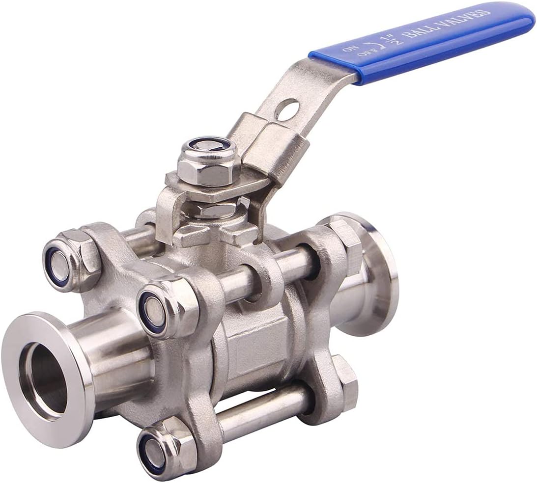 SHERICH Vacuum KF16 Ball Valve 304 Stainless Steel Clamp High Vacuum Fast Ball Valve Blue Handle With Locking Device (KF16)