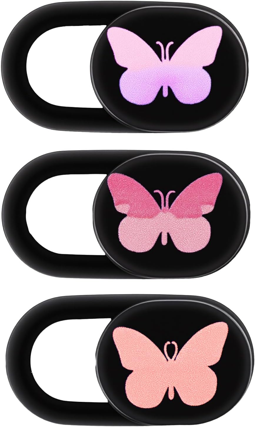 3 Pack Webcam Cover Slide Butterfly Ultra Thin Laptop Camera Cover, Slide Cute Accessories for Laptop PC Camera Covers Sliding Protect Privacy Protector Cap Smartphone Computer Tablet