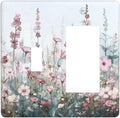 Pink Floral Watercolor Botanical Wildflowers Outlet Covers 1 Toggle 1 Rocker Combination Decorative Wall Plate Electrical Switch Plates Light Switch Cover Plate For Bed Room Living Room Decor