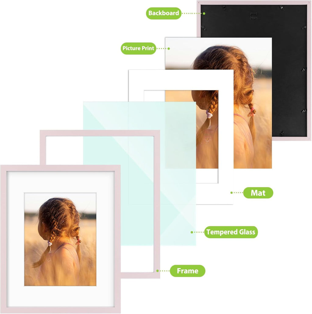 Golden State Art, 16x20 Picture Frame with Mat for 11x14 - High Definition Glass Wall Mounting Horizontal Vertical Display (Pink, 1 Pack)