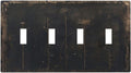 Light Switch Cover Plate Black And White Dandelion Art Vintage Wood Grain 4 Gang Quad Toggle Wall Plate Electrical Outlet Cover Decorative Switch Plate Covers for Farmhouse Cabin Decor