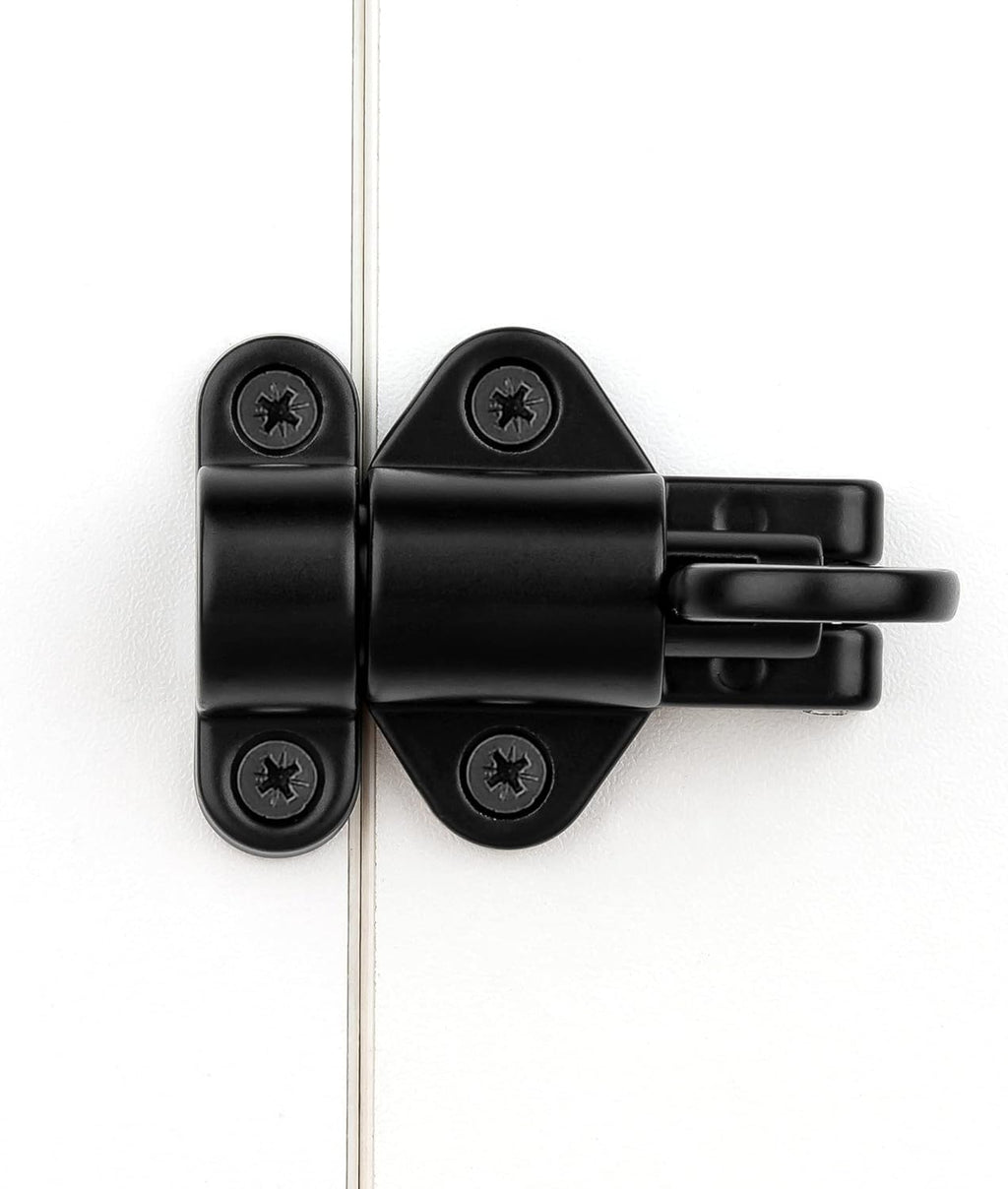 10 Packs Self-Closing Latches，Black Spring Door Lock，Resilient Bolt Latch Aluminum Alloy Safety Automatic Spring Barrel Slide Door Lock with Screws,Used for Gate,Window and Cabinet etc