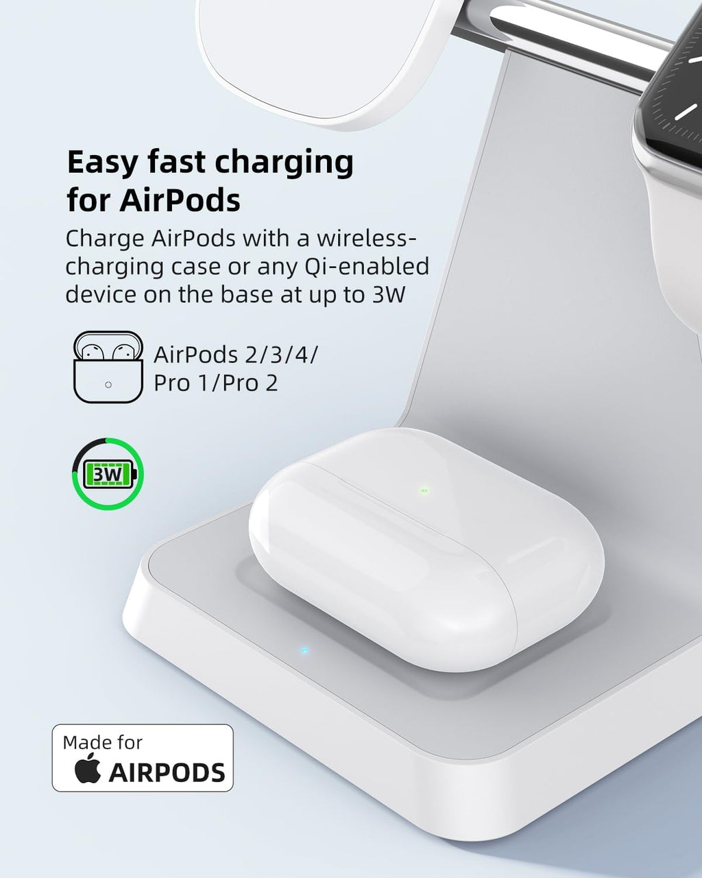 Charging Station for Multiple Devices Apple: 3 in 1 Magnetic Wireless Charger Stand for MagSafe-Compatible Nightstand Charging Dock for iPhone 17 16 15 14 13 12 Pro Max Plus Apple Watch Airpods