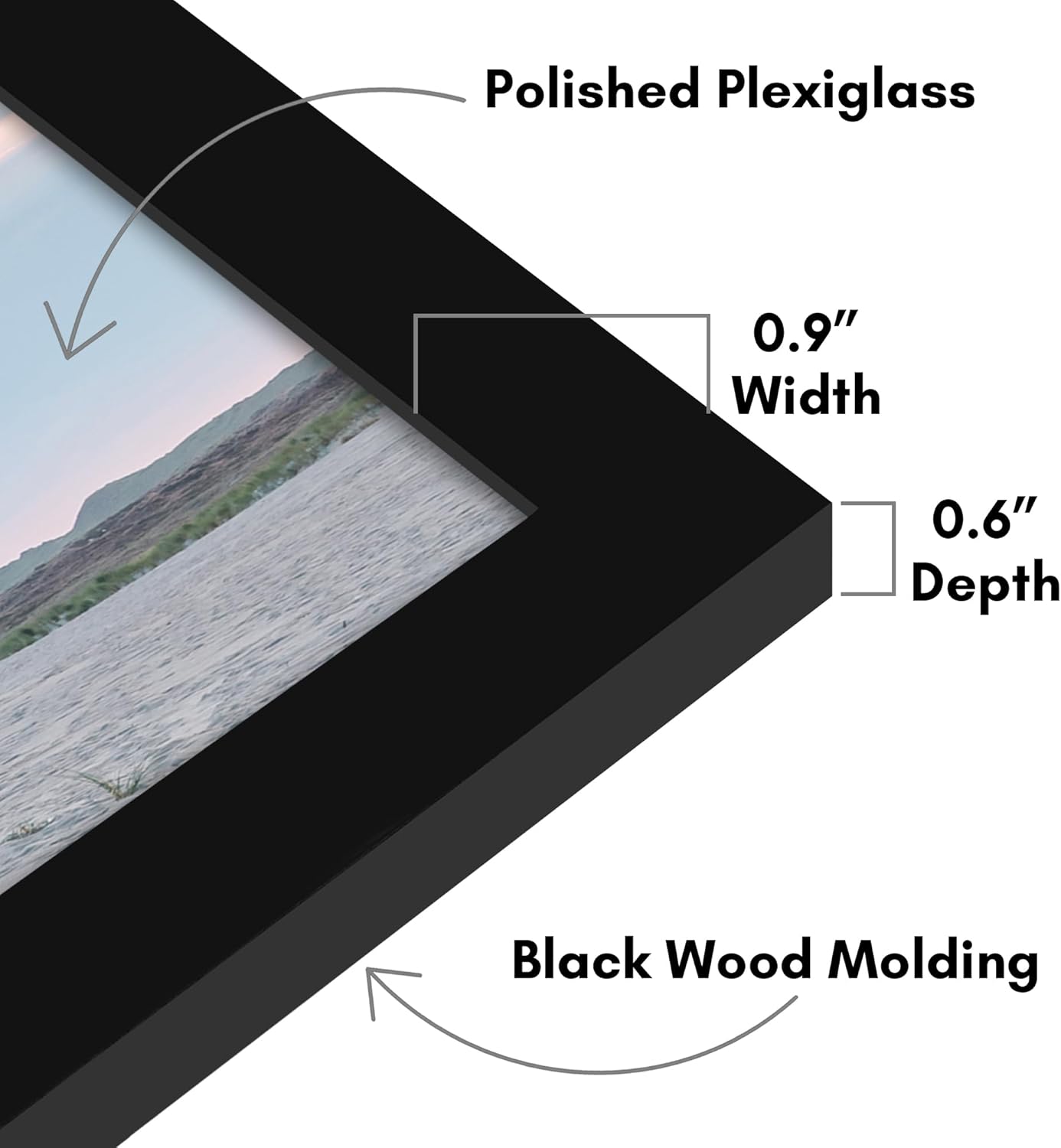 Americanflat 8x36 Picture Frame with Polished Plexiglass - Signature Collection - Gallery-Style Frames Made of Engineered Wood - Photo Frame for Wall Display - Black