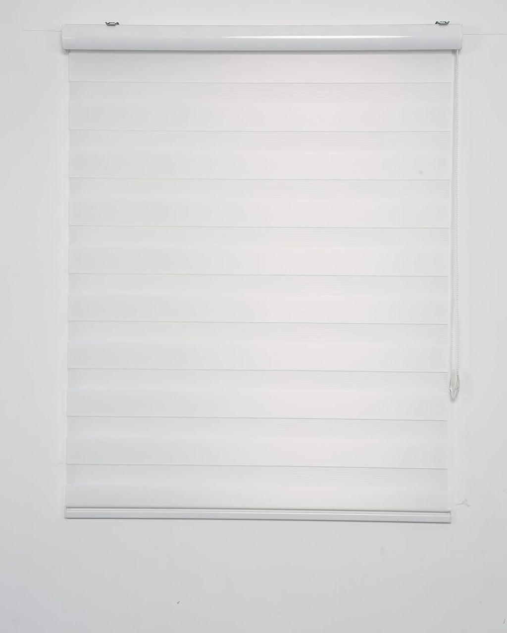 Shadesu Custom Size Zebra Blinds for Windows, 45" W x 72 H, White, Dual Layer Free-Stop Zebra Shades, Light Control for Day and Night, Sheer Blinds for Indoor Windows, Bedroom, Kitchen