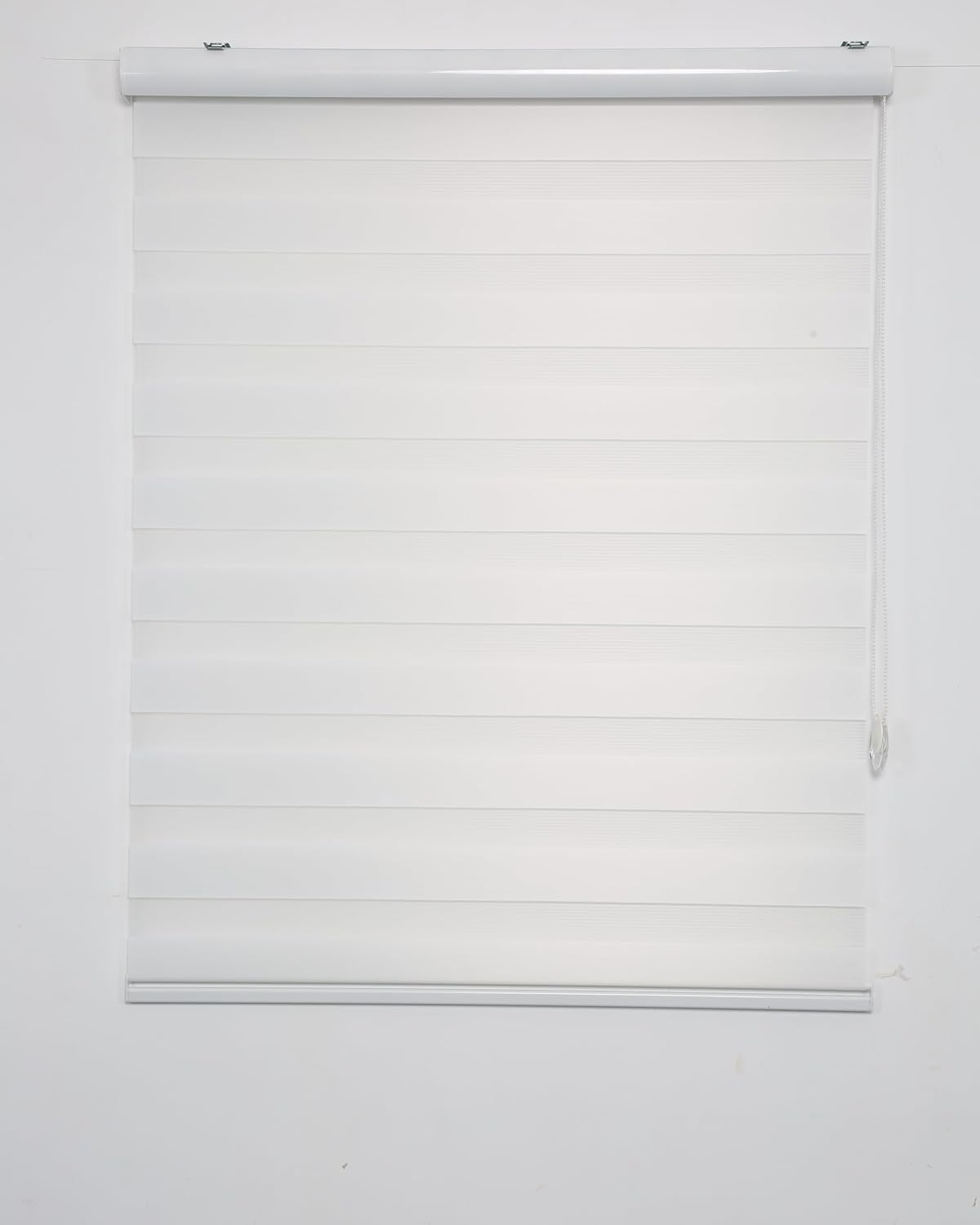 Shadesu Custom Size Zebra Blinds for Windows, 62" W x 72 H, White, Dual Layer Free-Stop Zebra Shades, Light Control for Day and Night, Sheer Blinds for Indoor Windows, Bedroom, Kitchen