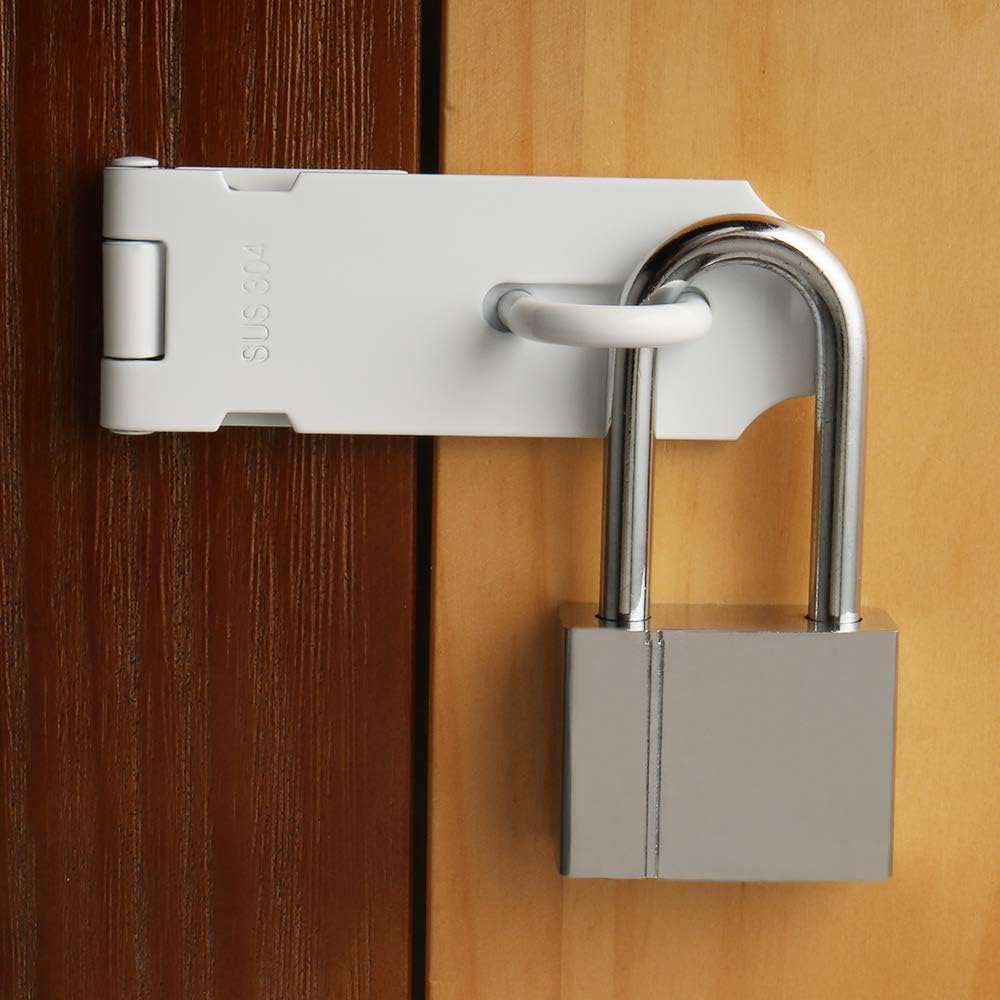 Alise 2 pcs Door Locks Hasp Latch,4 Inch SUS 304 Stainless Steel Safety Packlock Clasp Hasp Lock Latch,with Fixing Screw for External Doors Window Cabinet Pet Cage,MS9W-2P-4C