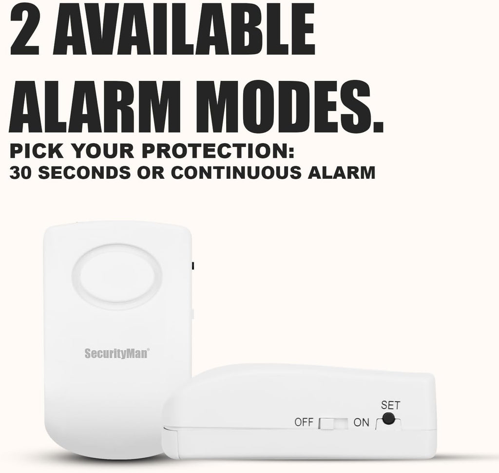 Securityman Door Handle Alarm with 130dB Vibration Triggered Portable Door Alarms When Opened - Perfect for Kids, Toddler, Elderly, Hotel, Travel, Bedroom (2 Pack Door Security)