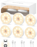 Motion Sensor Night Light, Battery Operated Puck Lights with Remote, Dimmable Warm White Night Light, 3000K Soft Light for Bathroom, Bedroom, Hallway