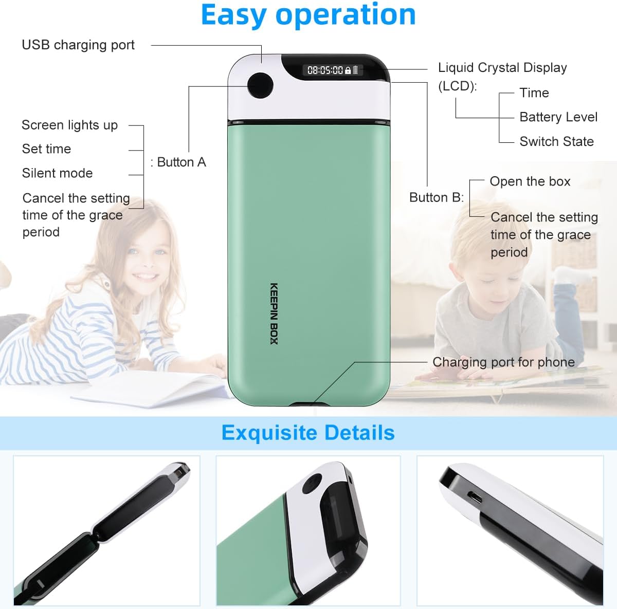 Phone Lock Box with Timer,Timed Lock Box,USB Charging Type,Time Can Be Freely Set,Easy to Carry,Excessive Games,Mobile Phone Addiction