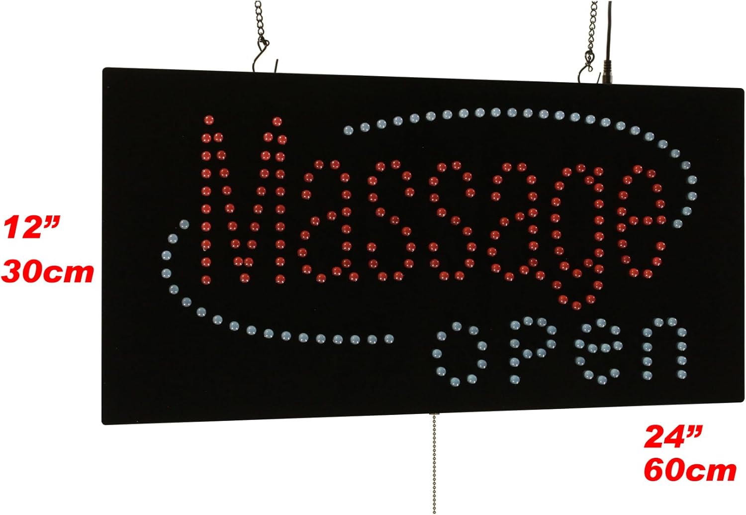 Massage Open Sign, 24"x12", 60x30cm, TOPKING, LED, Neon, Florescent, Signage, Signboard, Display, Billboard, Screen, Grand Opening, Gift