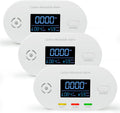 Carbon Monoxide Detectors, 3 Pack Plug in Carbon Monoxide Detector with CO Alarm Monitor Temperature Humidity Sensor,3-in-1 CO Detector with LCD Display for Home/Kitchen/Hotel/Bedroom (White)
