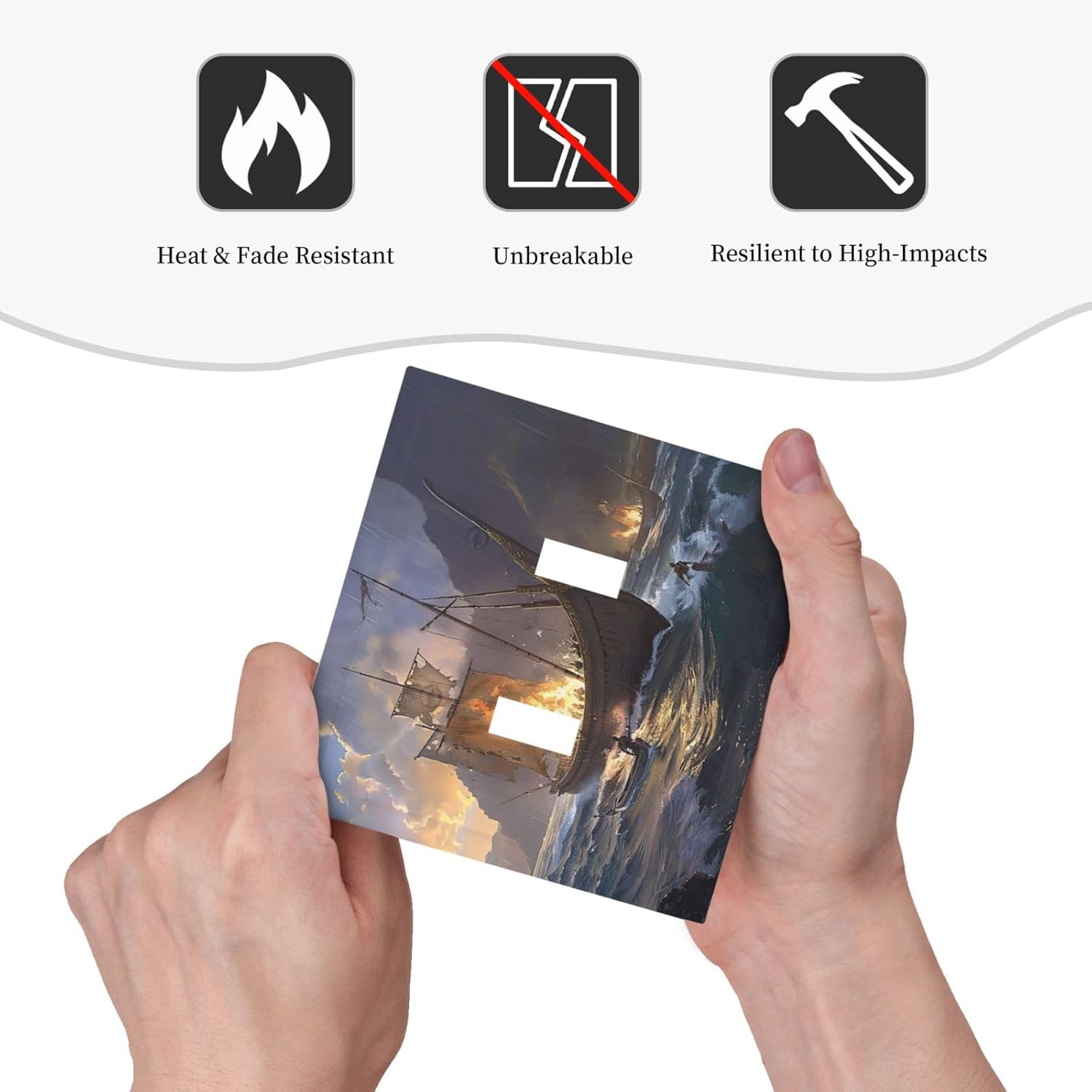 Decorative Switch Plate Covers Medieval Vintage Sailing Adventure Sailings Ocean Waves 2 Gang Double Toggle Light Switch Cover Plate Electrical Wall Plate Outlet Cover for Bedroom Cabin Decor