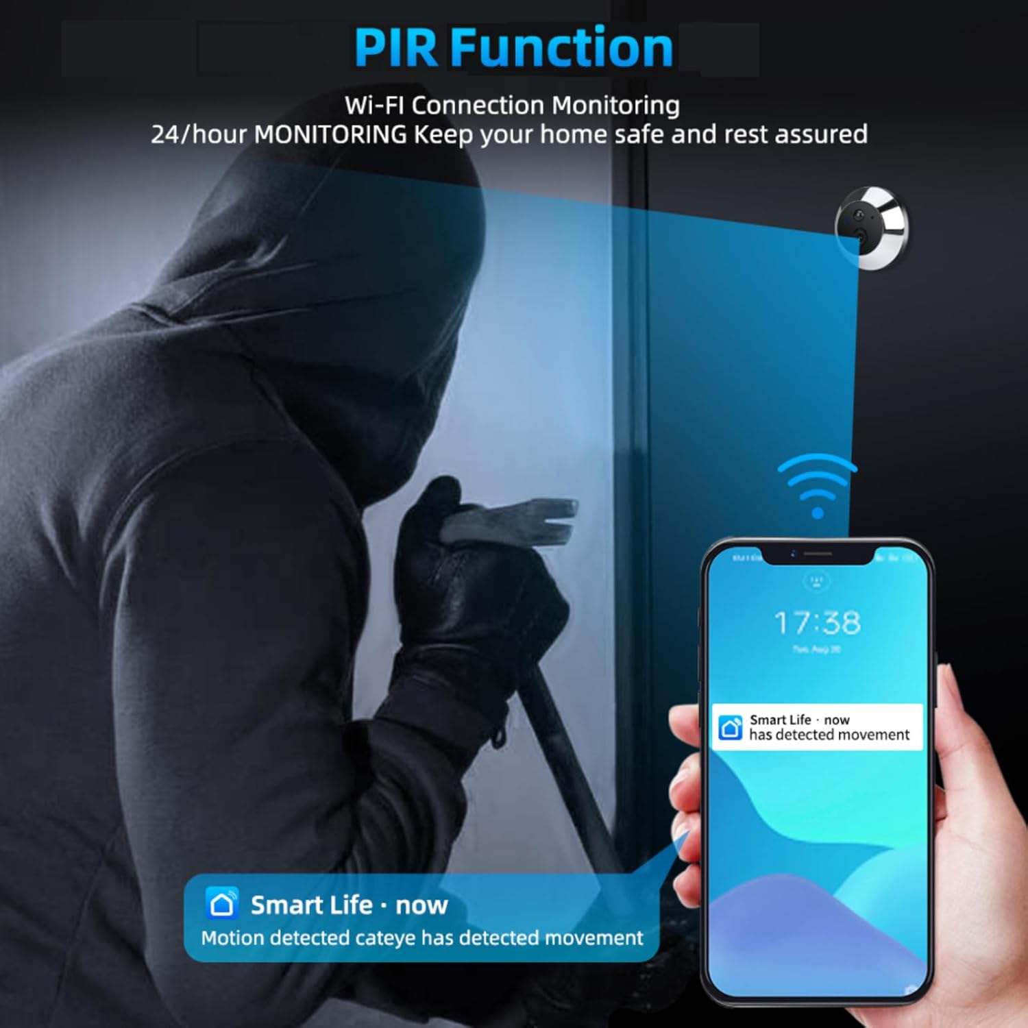 Digital Door Peephole, Digital LCD Security Camera 1080P with 4.3 inch Monitor, 120 Degree Peephole Viewer, IR NightVision, Motion Detection, Two Way Intercom