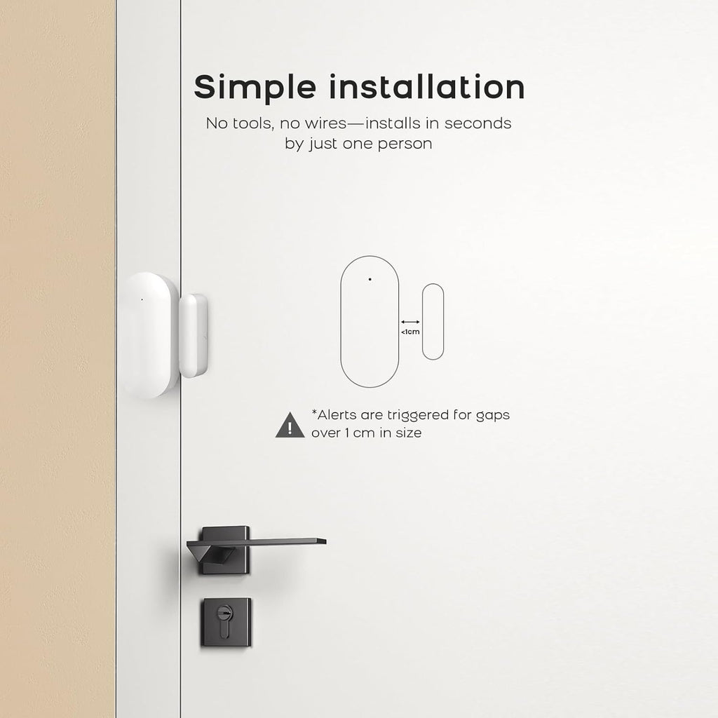 Door Alarm Window Sensors, Door Open Alarm Long Battery Life Wireless for Security Real-Time Notification WiFi Contact Sensor App Control No Monthly Fee, White (3-Pack)