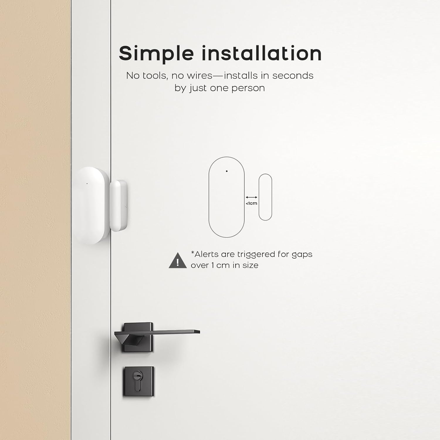 Door Alarm Window Sensors, Door Open Alarm Long Battery Life Wireless for Security Real-Time Notification WiFi Contact Sensor App Control No Monthly Fee, White (3-Pack)