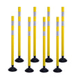 BESEA 8PCS 48" Traffic Delineator Posts with Detachable Base & High-Visibility Reflective Collars,Yellow Durable Flexible Safety Cones for Work Zones, Parking Lots, and Roadways