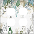 Green Tropical Palm Leaves Flower Plants Hummingbird Outlet Covers 2 Gang Double Duplex Decorative Light Switch Covers Electrical Wallplates Socket Faceplate for Bed Room Living Room Decor