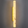 LMQNINE Natural Alabaster Wall Sconces Spanish Marble Wall Light Cylinder Modern Gold LED Sconce for Living Room Bedroom Bathroom Stairs（L-1Pack）