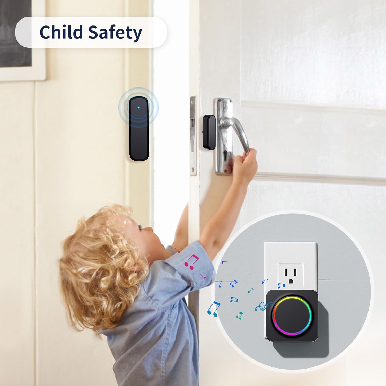 Door Chime, Door Sensor Chime When Door Opens, BITIWEND Door Entry Alarm for Business/Home/Office/Store, 600 FT Range, 32 Chimes 5 Adjustable Volume Door Ringer Alert 2Sensor + 1Receivers Black