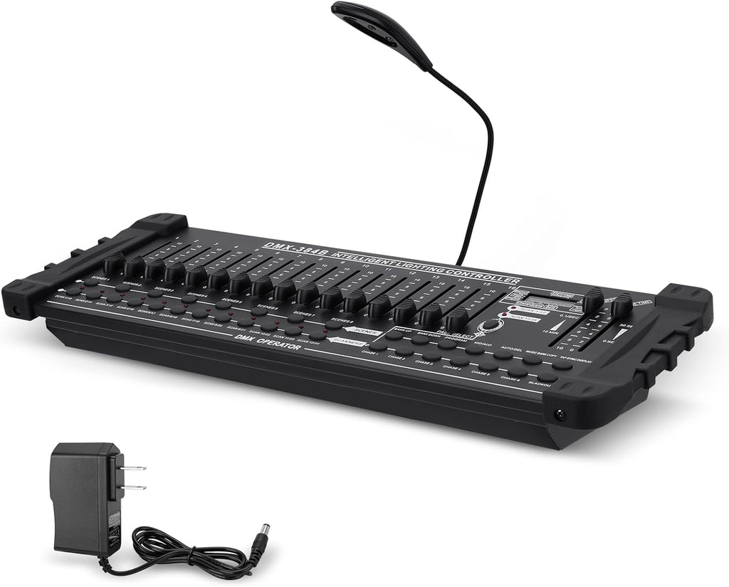DMX 384 Channel Lighting Controller with DMX512 Protocol Compatible with Moving Head Light, DMX Operator Console with MIDI Control for DJs, Stage, Party, Club, Theater Lighting