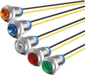 5Pcs 10mm 110V-220VAC LED Metal Indicator Light Waterproof Signal Lamp (Green/Orange/Red/Blue/White 5Pcs)