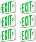 FREELICHT Green LED Exit Sign with Battery Backup，Exit Sign for Business，Easy to Install，UL Certified，AC 120/277V，Pack of 6
