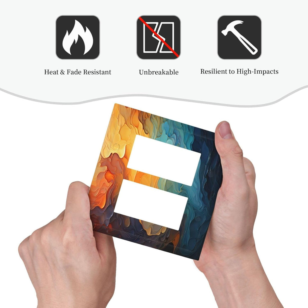 Abstract Colorful Modern Luxury Rainbow Outlet Covers Light Switch Cover Plate 2 Gang Double Rocker Wall Plates Decorative Switch Plates Plug Cover Electrical GFCI Receptacle Cover for Home 4.9 X 5 IN