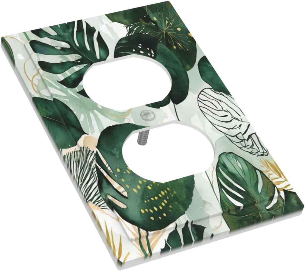 Outlet Covers Boho Tropical Leaves 1 Gang Duplex Wall Plate Decorative Switch Plates Electrical Receptacle Faceplate Light Switch Cover for Bedroom Bathroom Decor