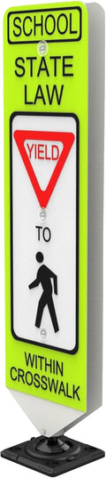 Impact Recovery - In-Street Pedestrian Crossing Signs - Street Sign - Road Sign - Pedestrian Safety Signs - School Yield with Surface Mount Base