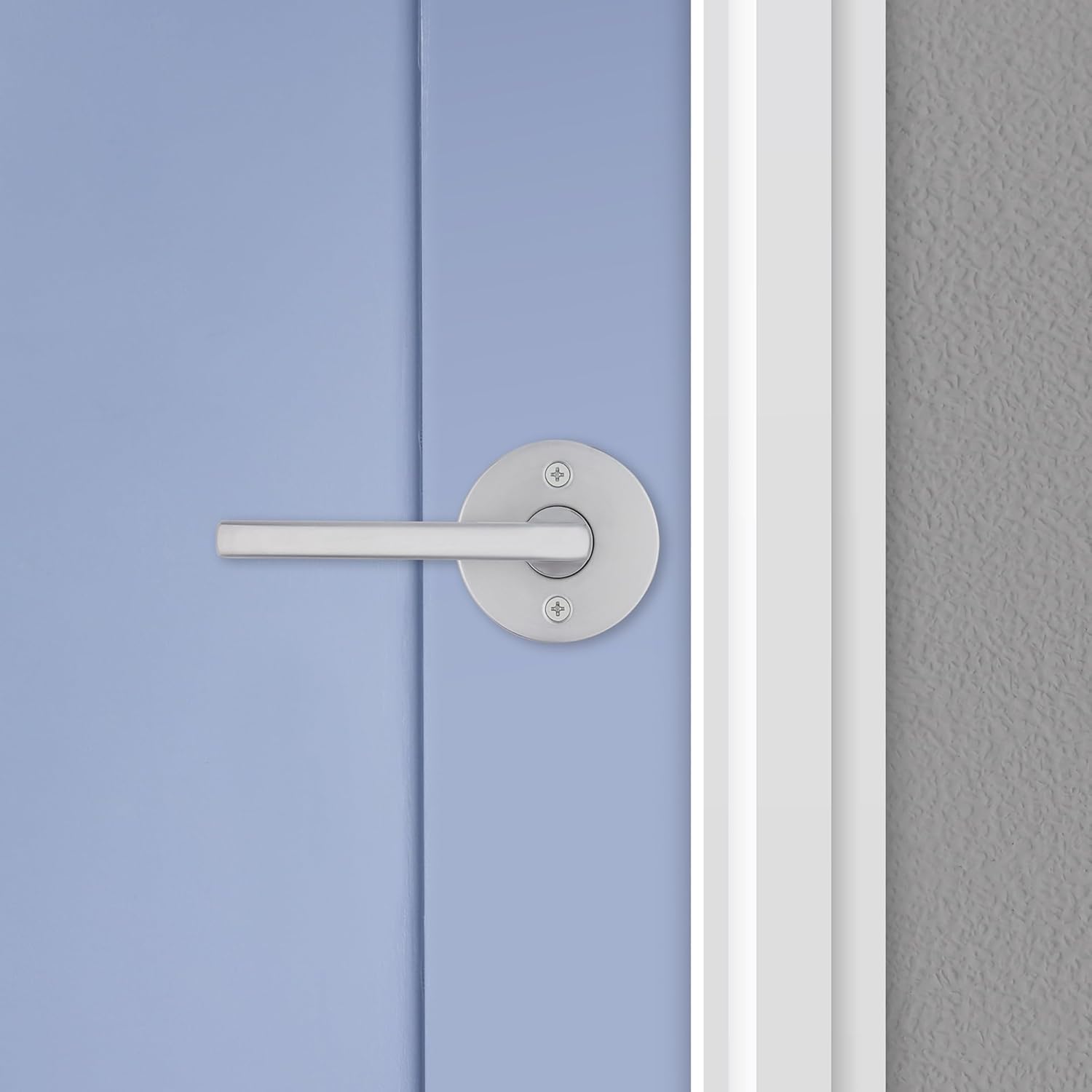 Kwikset Halifax Dummy Door Handle, Single Sided Round Lever for Closets, French Double Doors, and Pantry, Satin Chrome Non-Turning Reversible Interior Push/Pull Lever, with Microban Protection