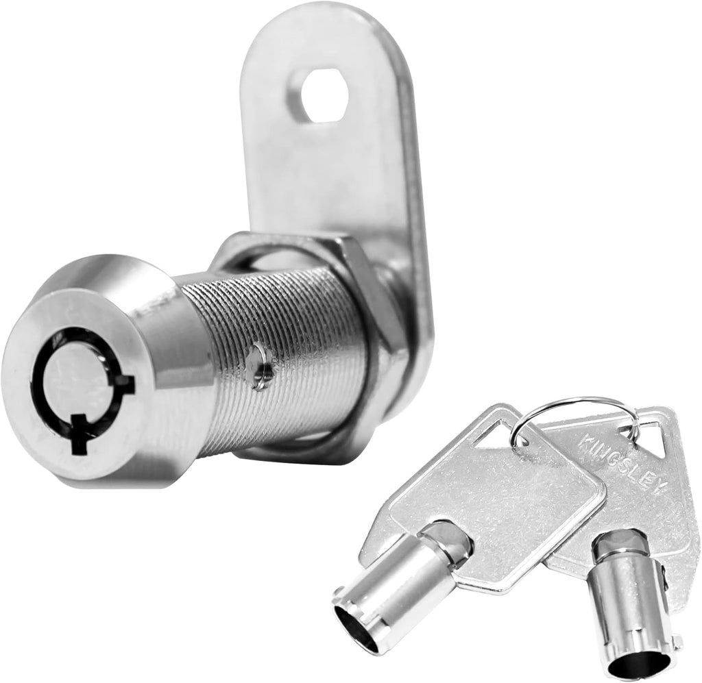 Kingsley Tubular Cam Lock with 1-1/8" Cylinder - Chrome Finish, Keyed Alike - Replacement Lock for RVs, Campers, Cabinets, Tool Boxes, Arcade Machines