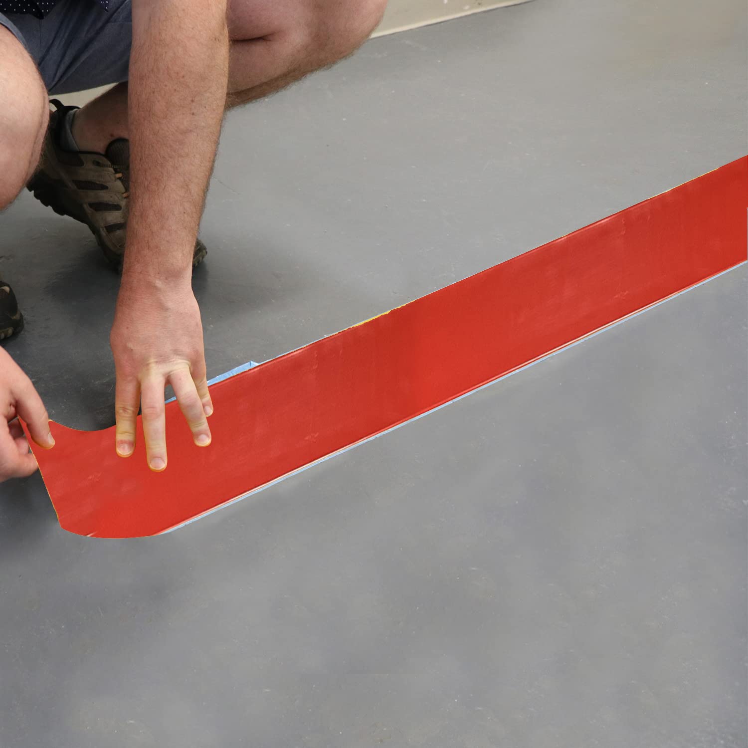 SmartSign Red 4 inch x 100 feet Floor Marking Tape, 32 mil Vinyl Floor Tape, Superior Mark Industrial Use Safety Tape with Beveled Edges, Strong Adhesive, for Gym/Warehouse/Courts