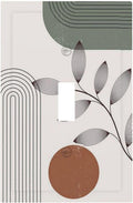 Decorative Light Switch Cover Sage Green Boho Nature Art Minimalist Geometric Plant 1 Gang Single Toggle Device Electrical Faceplate Switchplates Decorator Outlet Wall Plate for Bedroom