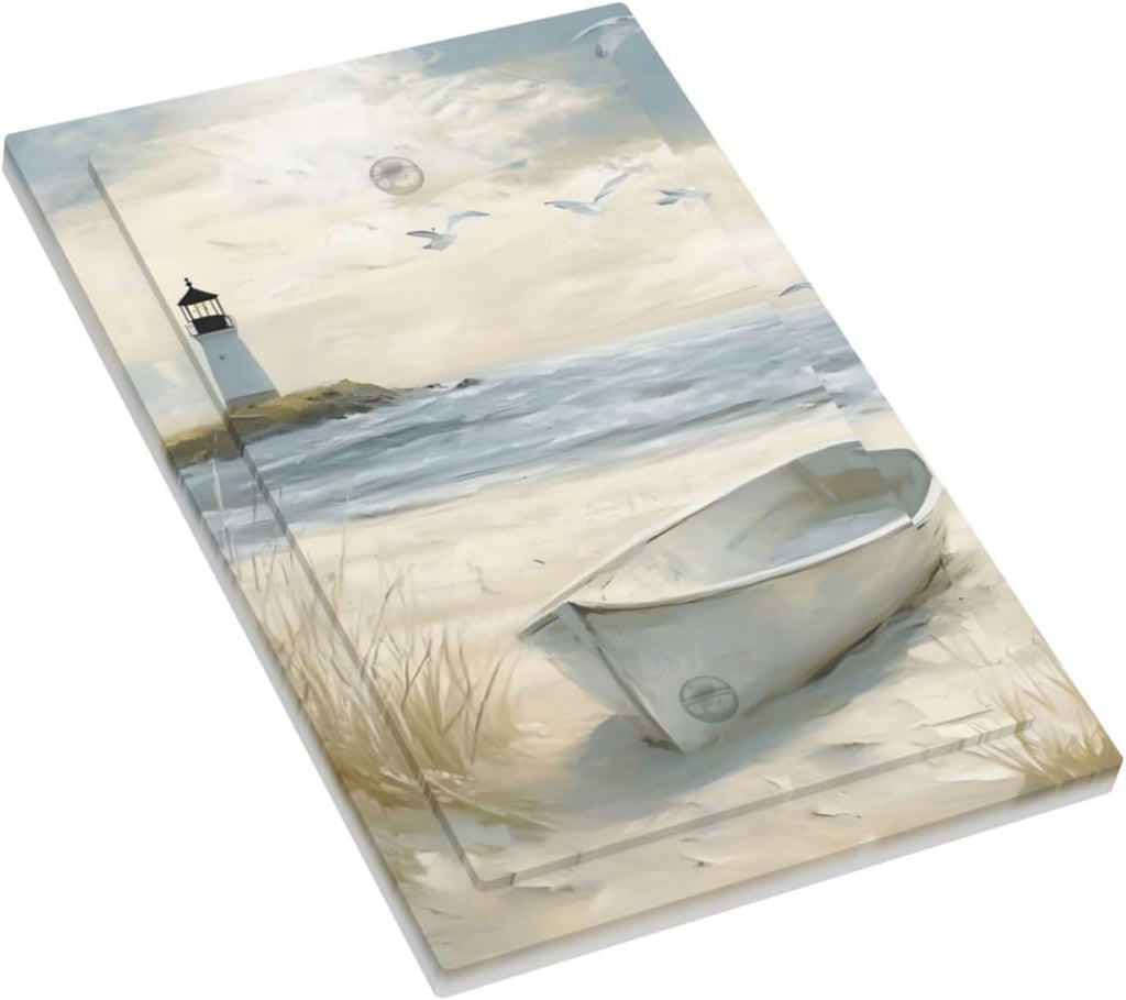 Decorative Light Switch Plate Covers Seascape Painting with Lighthouse Boats 1 Gang No Device Single Blank Outlet Covers Wall Plate Light Switch Covers for Bedroom Home Decor