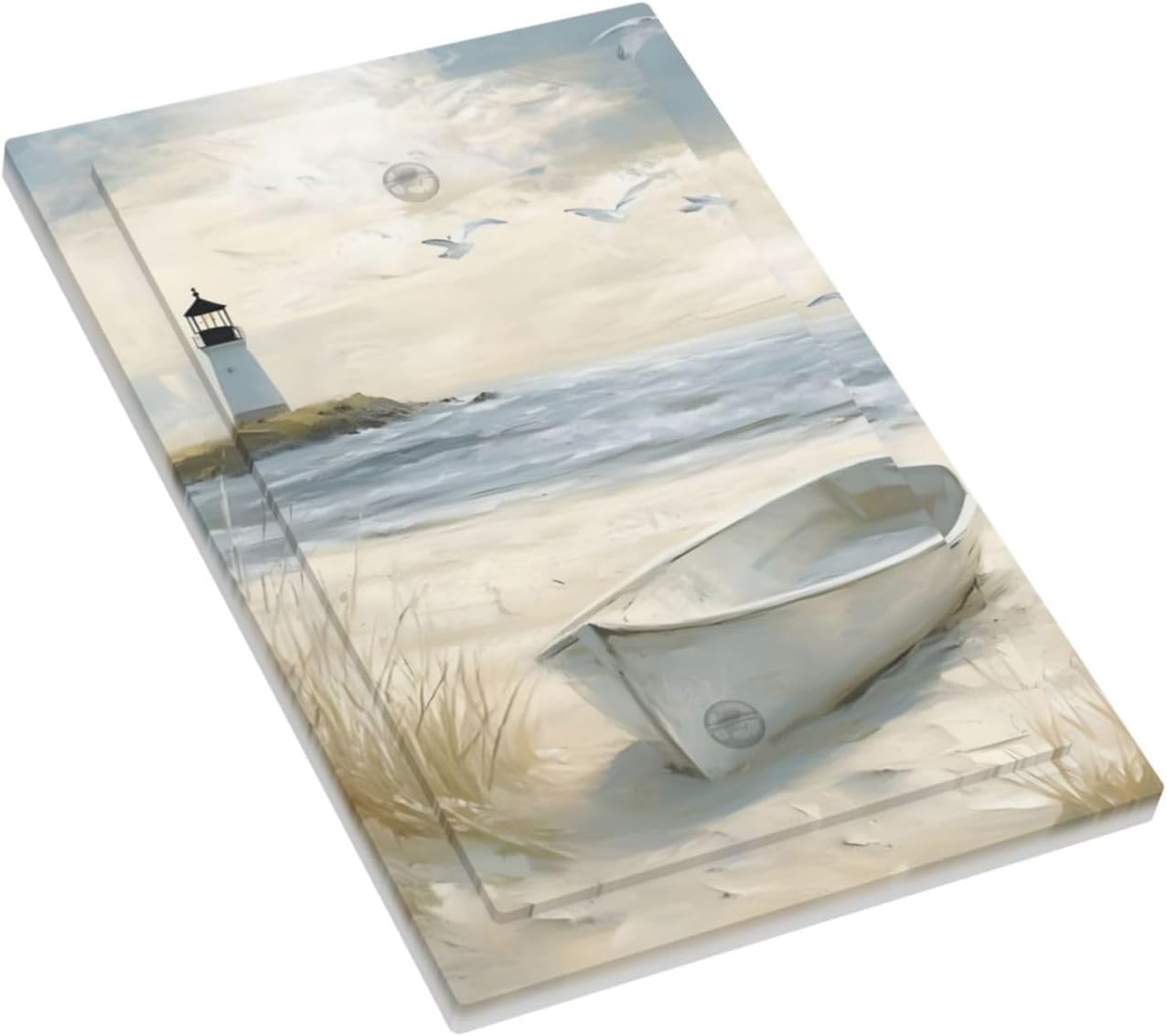 Decorative Light Switch Plate Covers Seascape Painting with Lighthouse Boats 1 Gang No Device Single Blank Outlet Covers Wall Plate Light Switch Covers for Bedroom Home Decor